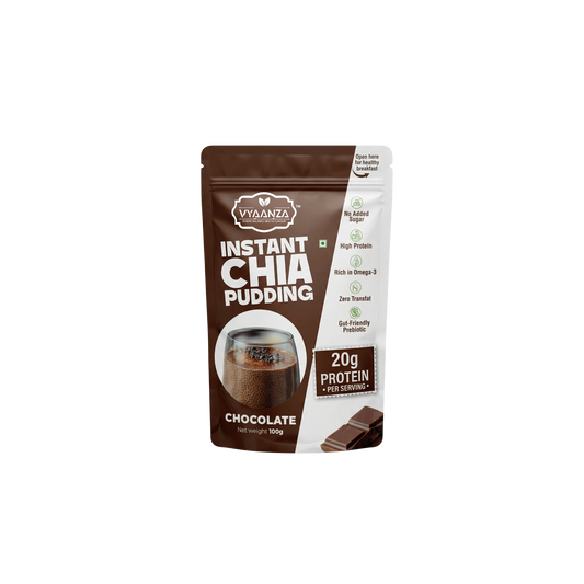 Vyaanza Chocolate Instant Chia Pudding - High Protein Sugar Free Vegan Snack India