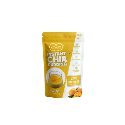 Vyaanza Mango Instant Chia Pudding - High Protein Sugar Free Vegan Snack India