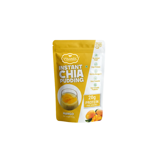 Vyaanza Mango Instant Chia Pudding - High Protein Sugar Free Vegan Snack India