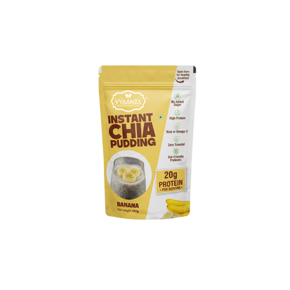 Vyaanza Banana Instant Chia Pudding - High Protein Sugar Free Vegan Snack India