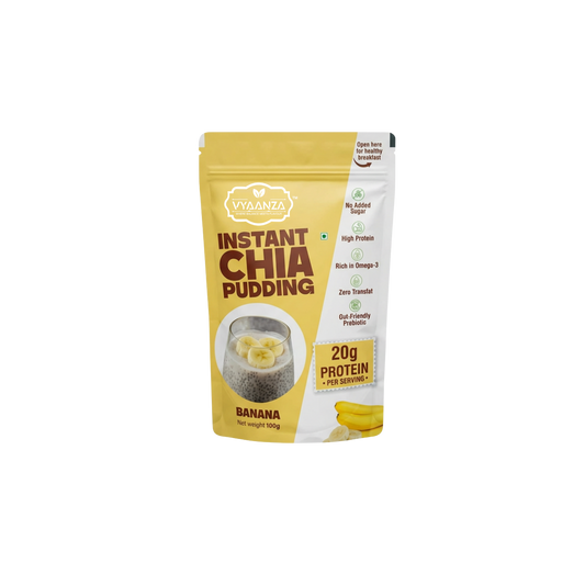 Vyaanza Banana Instant Chia Pudding - High Protein Sugar Free Vegan Snack India