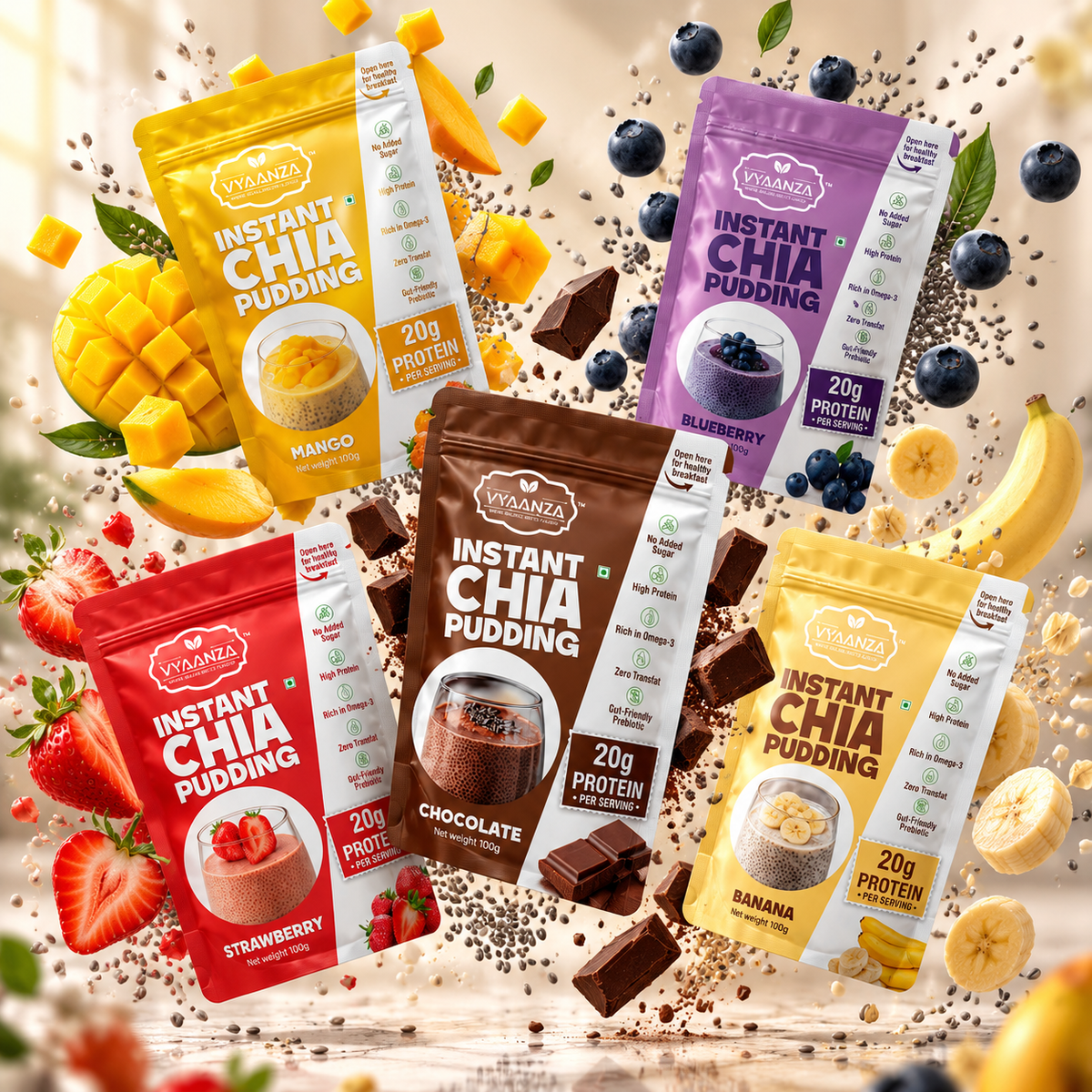 Assorted Chia Pudding – 5 Pack Combo | Vyaanza